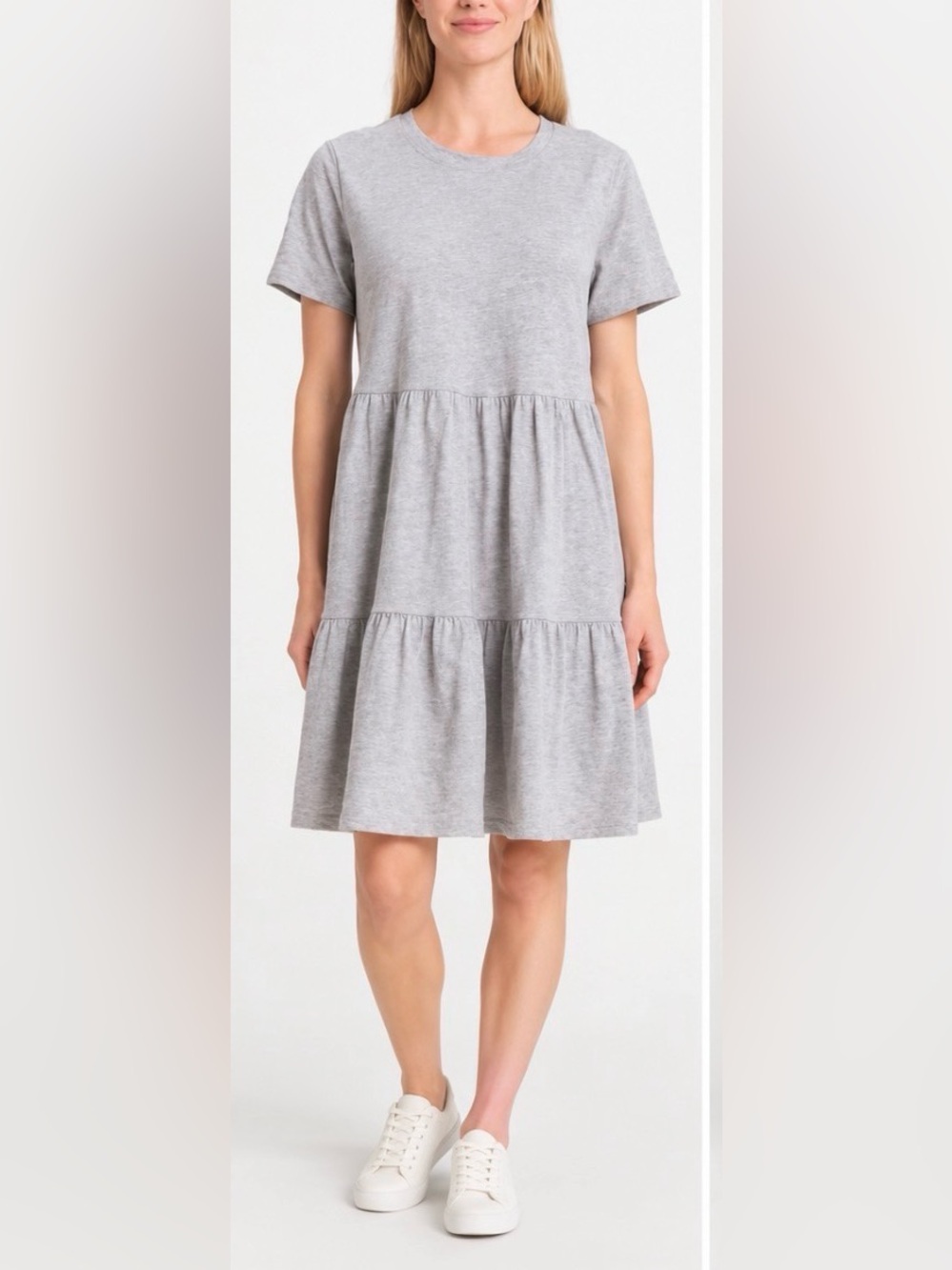 Como Vintage Gray Tiered Cotton T-Shirt Dress with Pockets New in Package